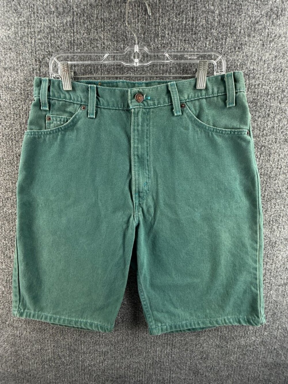 VTG Levis 550 Orange Tab USA Jort 34 Denim Shorts Green Cotton Men ACTL 33x9